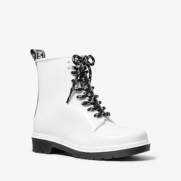 Michael Kors white lace up combat rain boots - Picture 1 of 14